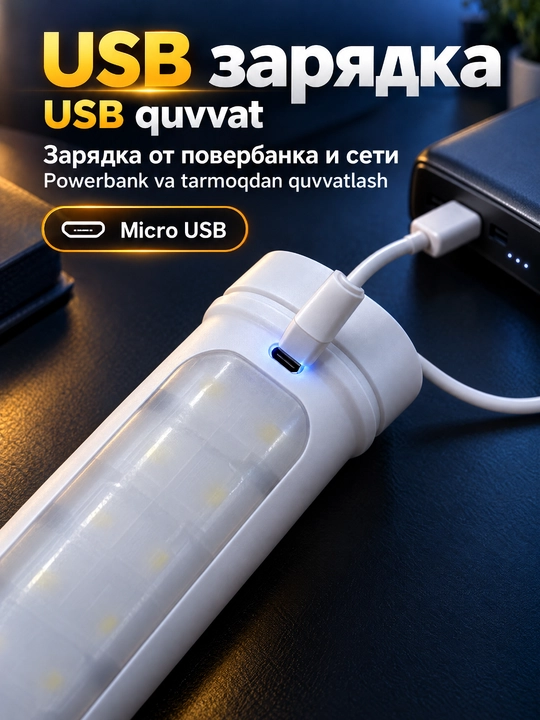 Uy va bog' uchun portativ qayta zaryadlanuvchi OKGO FA-7677 LED 10 Vt chiroq