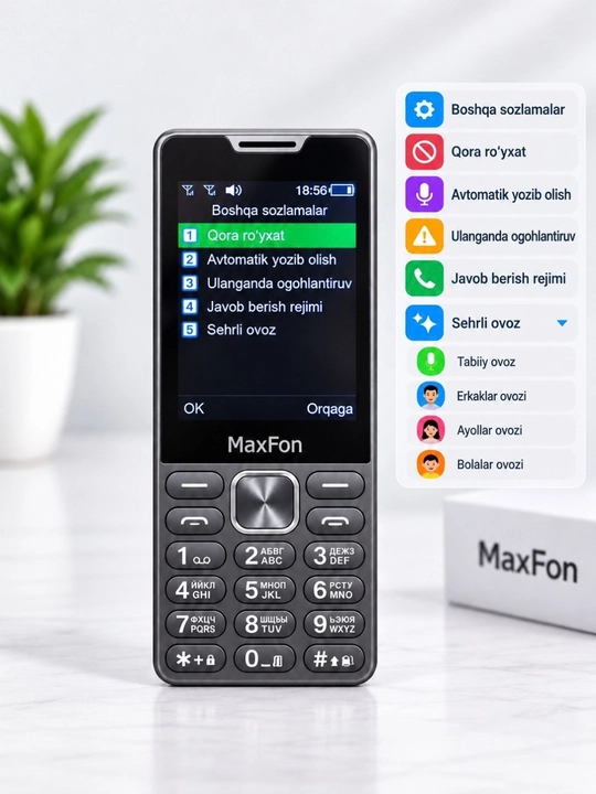 Maxfon S26 classic 1300 mAh batareka. avtozapis. gaplashganda ovoz o'zgartirish bor