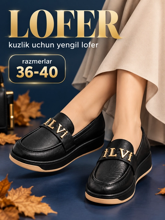 Ayollar uchun kuzgi lofer, 3 sm platformali, kundalik va maktab uchun, 36–40 - 
