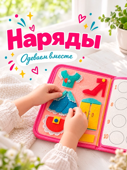 Книжка бизиборд из фетра, развивающая игрушка для детей, от 1 года