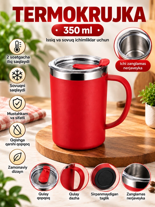 Termos krushka termiz bakal 350 ml issiq va sovuq uchun ichki qism zanglamas nerjaveyka