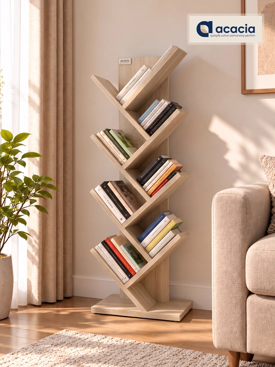 Полка для книг, в форме ёлки, ACACIA, ЛМДФ, 103×35×20 см