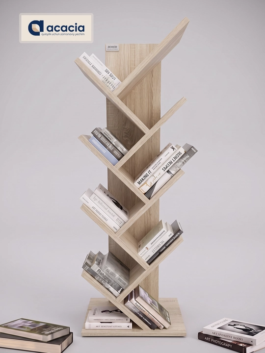 Полка для книг, в форме ёлки, ACACIA, ЛМДФ, 103×35×20 см