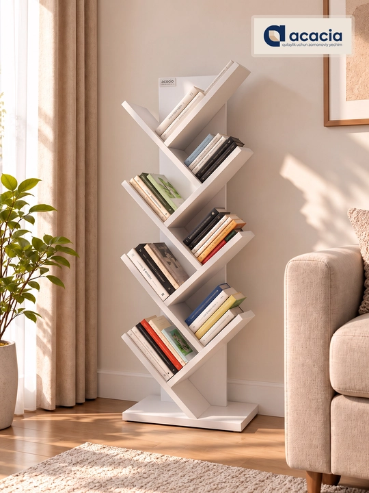 Полка для книг, в форме ёлки, ACACIA, ЛМДФ, 103×35×20 см
