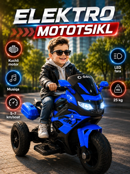 Akkumulyatorli bolalar elektr mototsikli - 