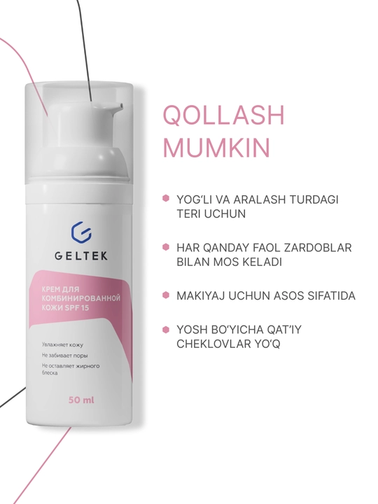 Geltek SPF 15 aralash teri uchun krem