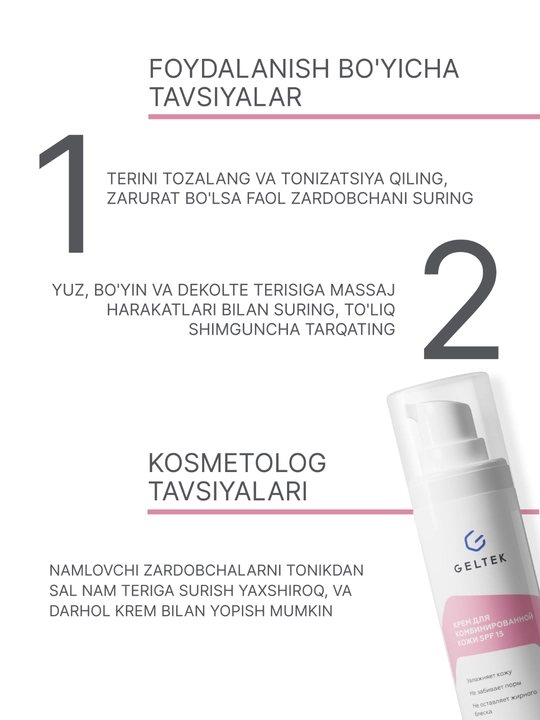 Geltek SPF 15 aralash teri uchun krem