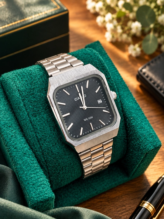 Мужские наручные часы Casio, кварцевые, металлический браслет, классика - 
