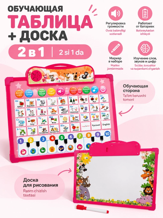 Обучающая таблица + доска 2 в 1 - 