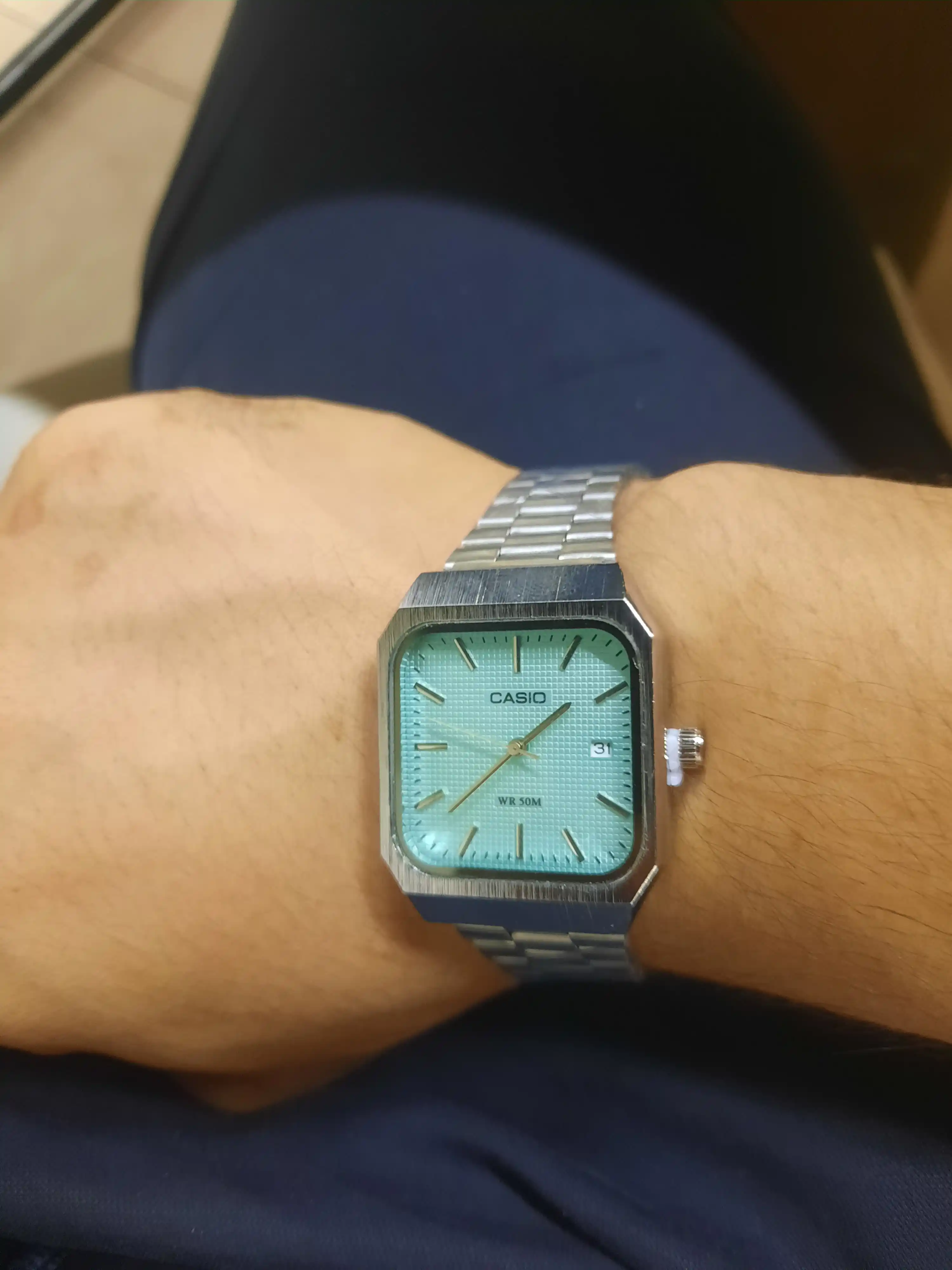 Erkaklar qol soati Casio, kvarts, metall remeshok, klassik dizayn