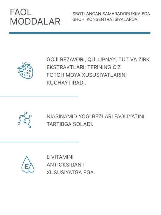 Geltek Quyoshdan himoya qiluvchi namlovchi suyuqlik SPF50+