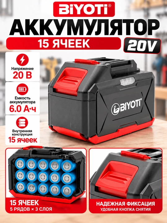 Аккумулятор BIYOTI 15 ячеек  20V - 