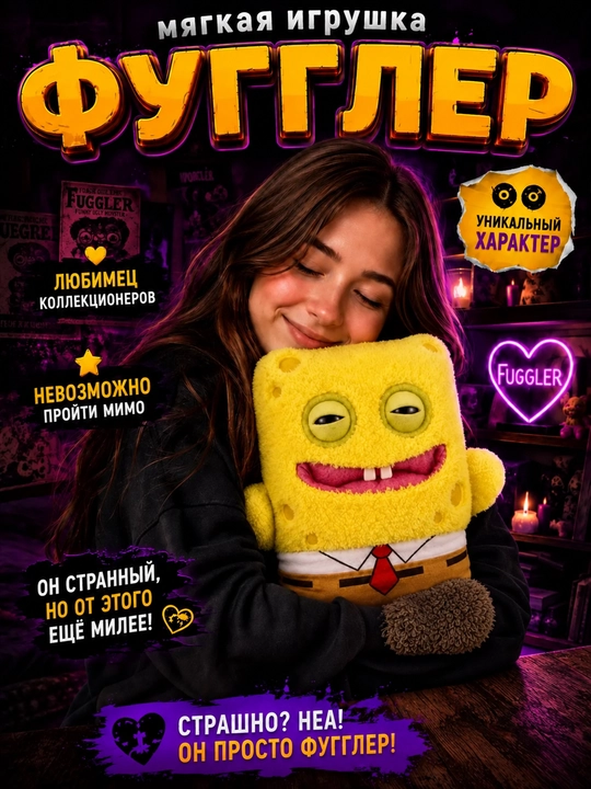 Мягкая игрушка Fuggler, плюшевый монстр с зубами, коллекционная, 21–25 см