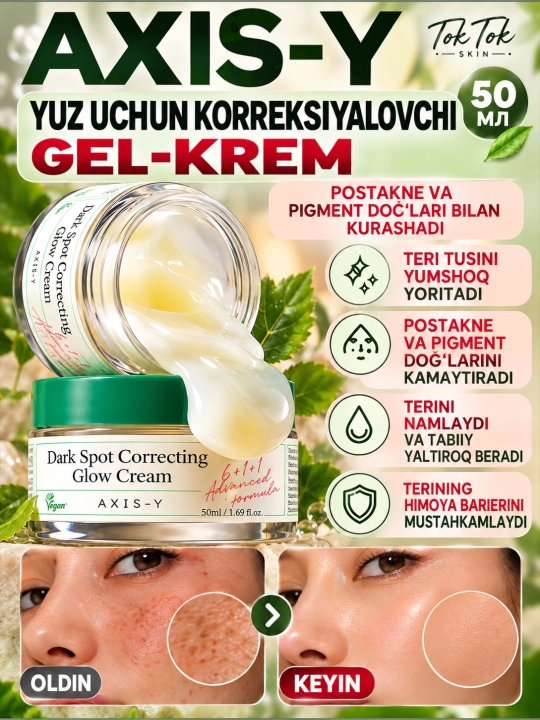 Axis-Y niatsinamidli pigmentatsiyaga qarshi krem Dark Spot Glow Cream - 