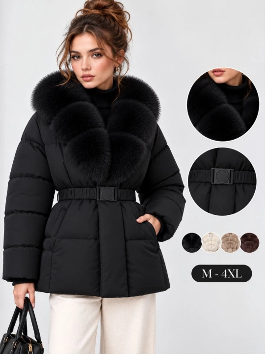 Ayollar uchun qishki norkali uzun kurtka, issiq va qalin, M–4XL - 
