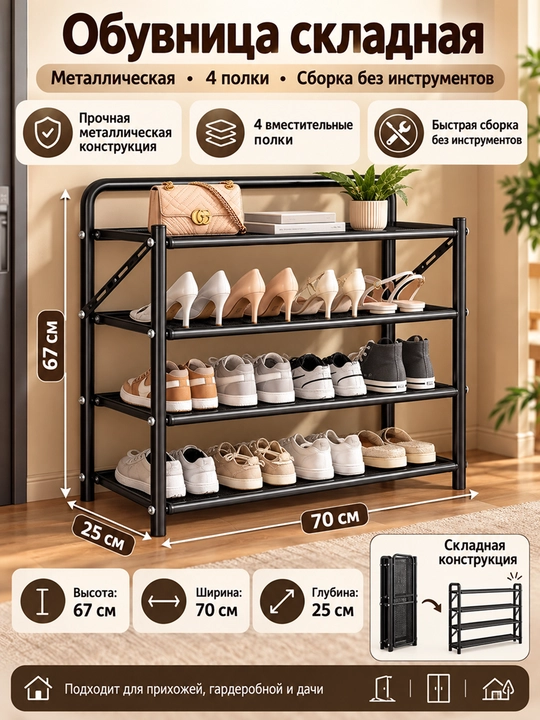 Этажерка, обувница 4-5 и 6 ярусов, универсальная - 