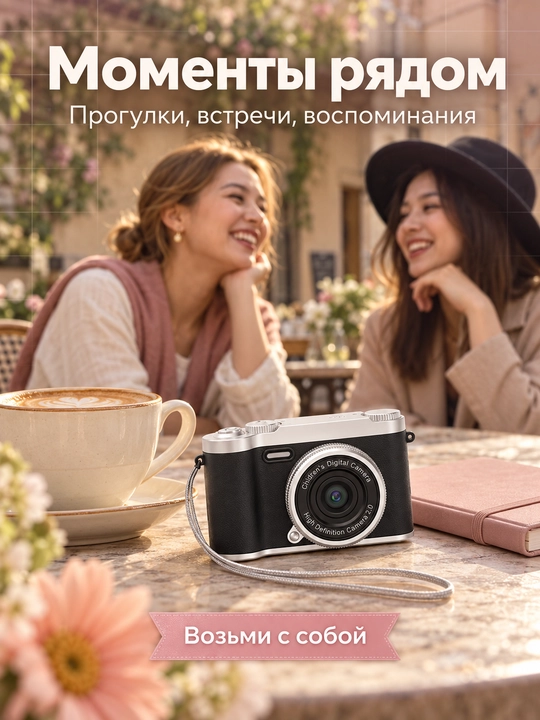 Raqamli kamera (fotoparat), foto kamera, retro kamera, 8x zum, va 32 GB karta