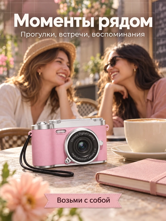 Raqamli kamera (fotoparat), foto kamera, retro kamera, 8x zum, va 32 GB karta