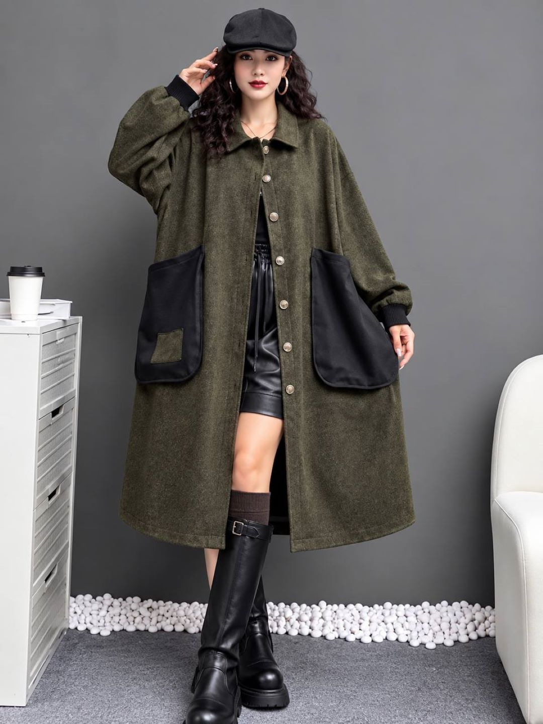 Ayollar uchun kapushonli uzun jinsi kardigan, oversize, 56–60 razmer - 