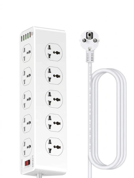 LDNIO SC10610C tarmoq filtri, 10 ta rozetka, Type-C PD 30W, 6 USB, uzaytirgich 2m 2500W