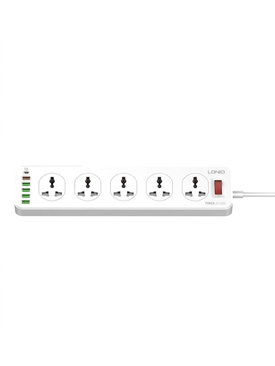 LDNIO SC10610C tarmoq filtri, 10 ta rozetka, Type-C PD 30W, 6 USB, uzaytirgich 2m 2500W