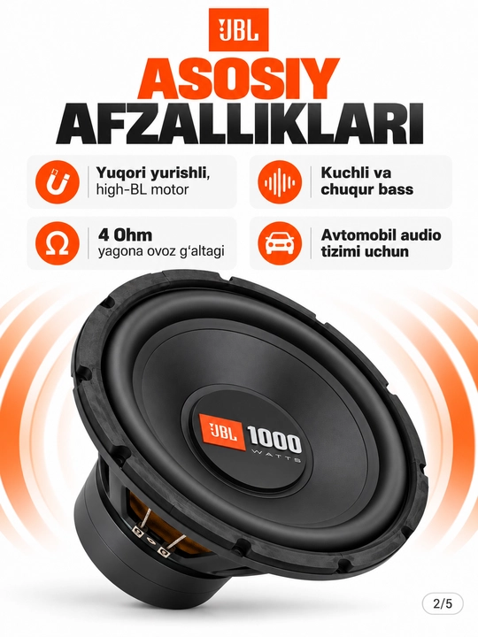 Сабвуфер JBL GT5-S12 1200 Вт, автомобильные колонки, буфер, акустическая система для авто