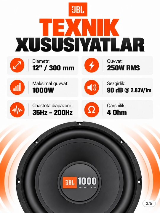 Сабвуфер JBL GT5-S12 1200 Вт, автомобильные колонки, буфер, акустическая система для авто