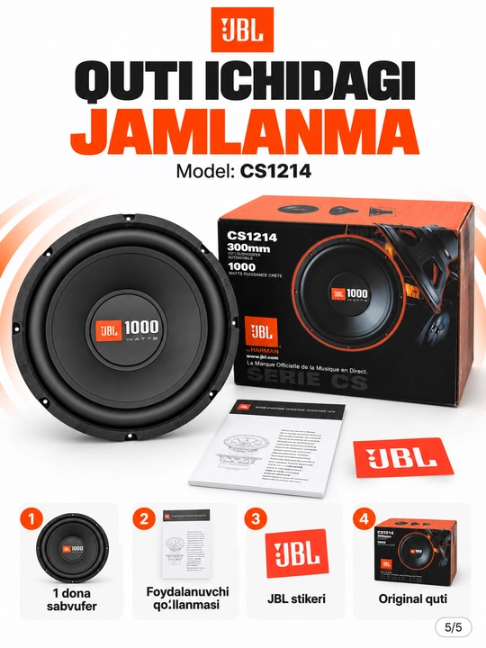 Сабвуфер JBL GT5-S12 1200 Вт, автомобильные колонки, буфер, акустическая система для авто