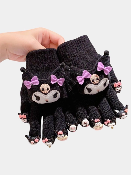 Детские перчатки зимние, перчатки Kuromi для девочек, 3-10 лет