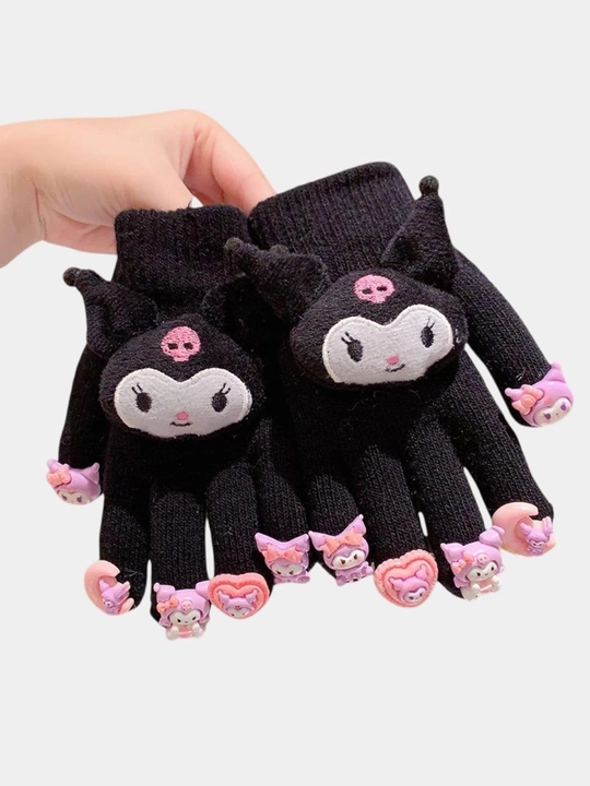 Детские перчатки зимние, перчатки Kuromi для девочек, 3-10 лет