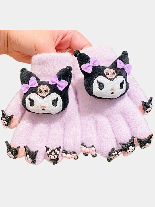 Детские перчатки зимние, перчатки Kuromi для девочек, 3-10 лет