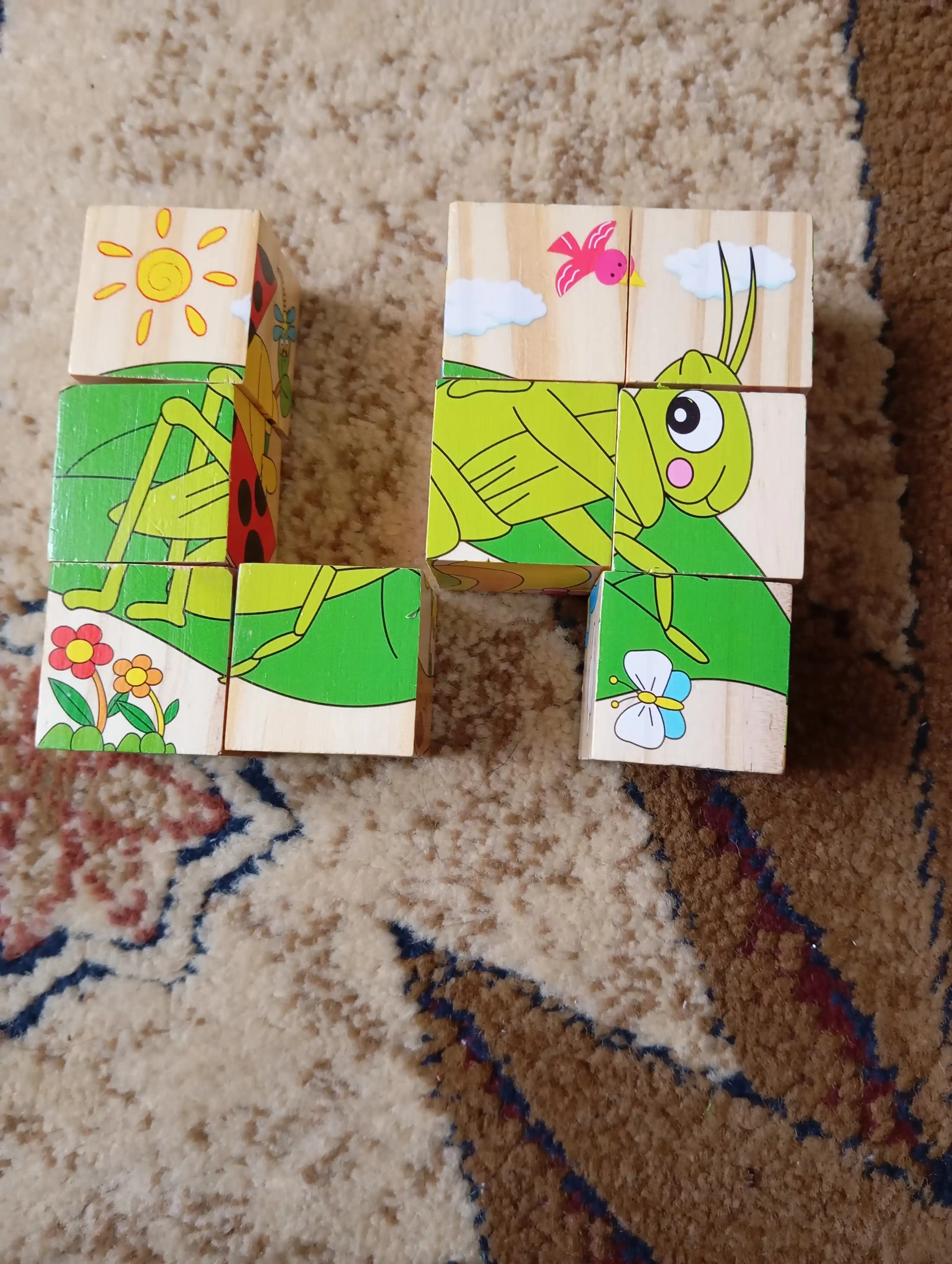 3 yoshdan katta bolalar uchun 12 dona yog‘och kubiklar