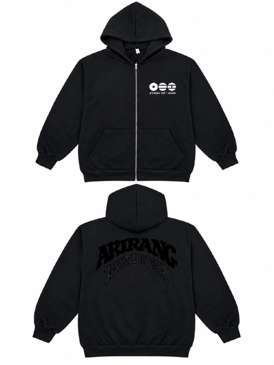 BTS uslubidagi qora oversize xudi arirang - 
