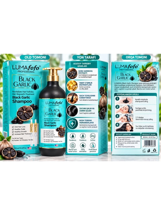 Шампунь кондиционер с экстрактом чёрного чеснока Black Garlic and Conditioner White Wolsy