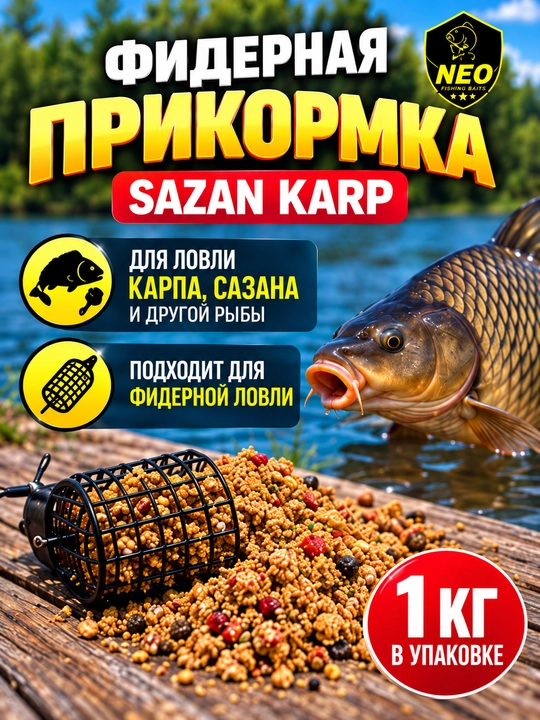 NEO SAZAN KARP baliq ovi uchun ozuqa, karp va sazan uchun, fider, 1 kg