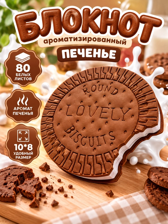 Xushbo'y hidli mini bloknot "Shokolad va pechene", eslatmalar uchun, 80 bet - 