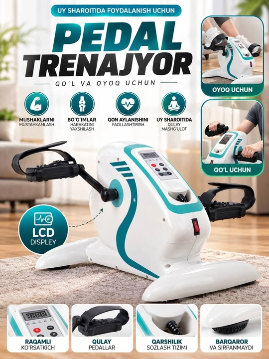 Oyoq va qol uchun velotrenajyor, mini velo mashq velosipedi - 
