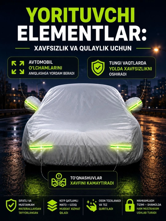 AVTOTENT, barcha fasllar uchun universal, suv o‘tkazmaydigan avtomobil himoya g‘ilofi - 