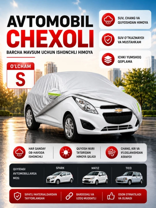 AVTOTENT, barcha fasllar uchun universal, suv o‘tkazmaydigan avtomobil himoya g‘ilofi
