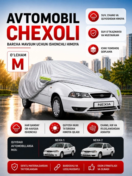 AVTOTENT, barcha fasllar uchun universal, suv o‘tkazmaydigan avtomobil himoya g‘ilofi