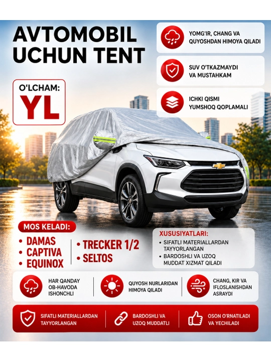 AVTOTENT, barcha fasllar uchun universal, suv o‘tkazmaydigan avtomobil himoya g‘ilofi