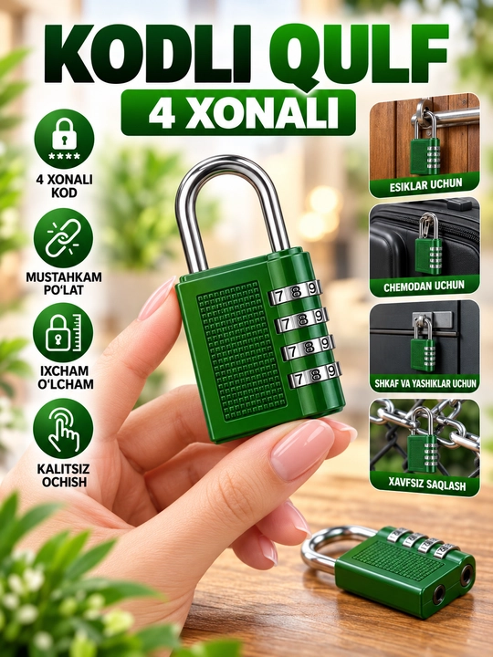 Kodli qulf, 4 xonali qulf, kombinatsiyali qulf - 