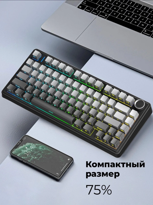 Magnitli o‘yin klaviaturasi AULA F75 HE, Black King, Rapid Trigger, RGB, 75%