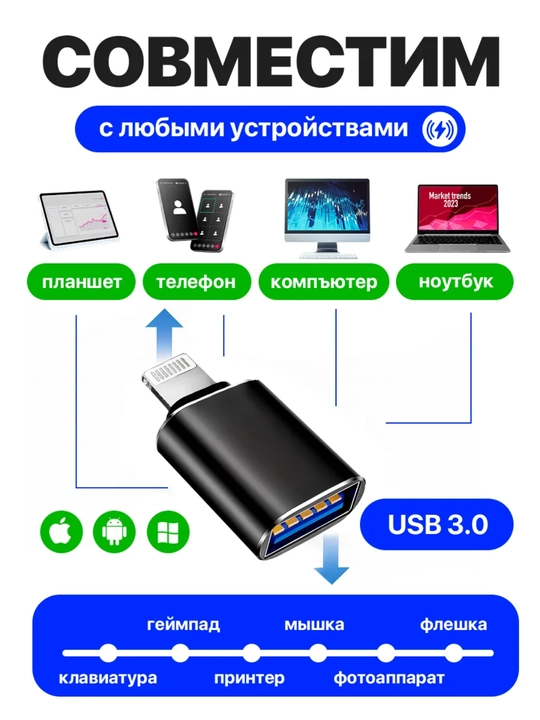 Универсальный OTG Type-C на USB, USB на USB, адаптер флешка
