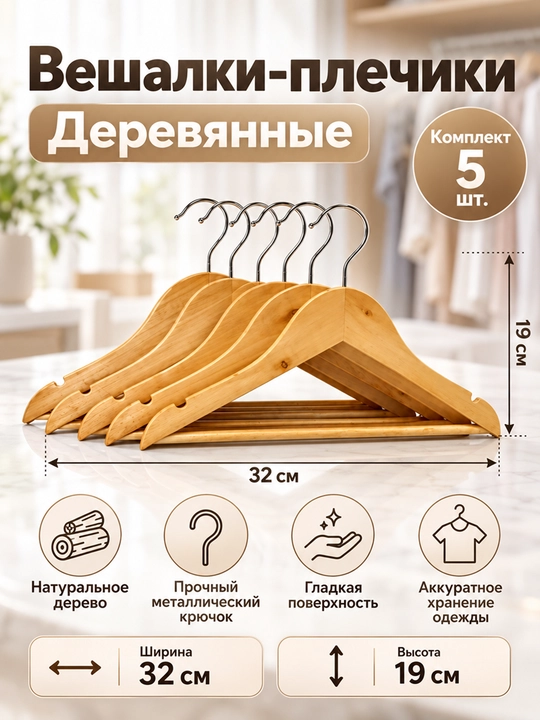 Вешалки детские плечики для одежды, комплект из 3 и 5-10 шт - 