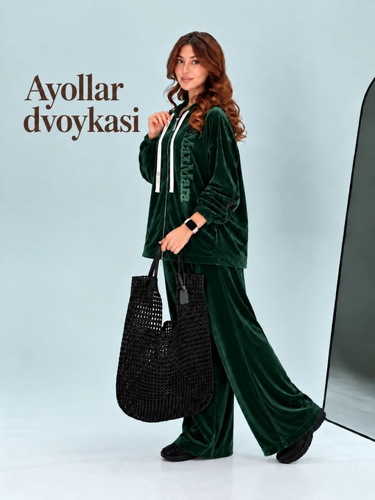 Ayollar uchun ikki qismli kostyum, kuz-qish mavsumi uchun ko‘ylak, standart o‘lcham