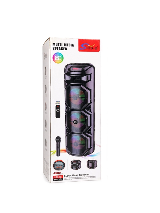 Kolonka, bluetooth simsiz portativ karnay, karaoke, RGB yoritgich va mikrofon, ZQS-8301