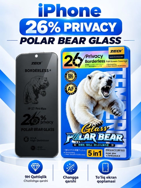 Защитное стекло для iPhone Promax 13-18 без рамок - 