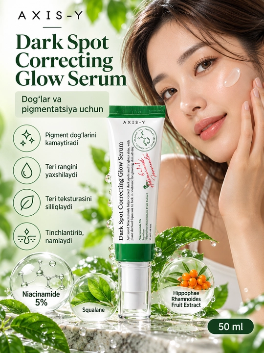 AXIS-Y Dark Spot Correcting Glow Serum — pigmentatsiyaga qarshi serum, 50 ml