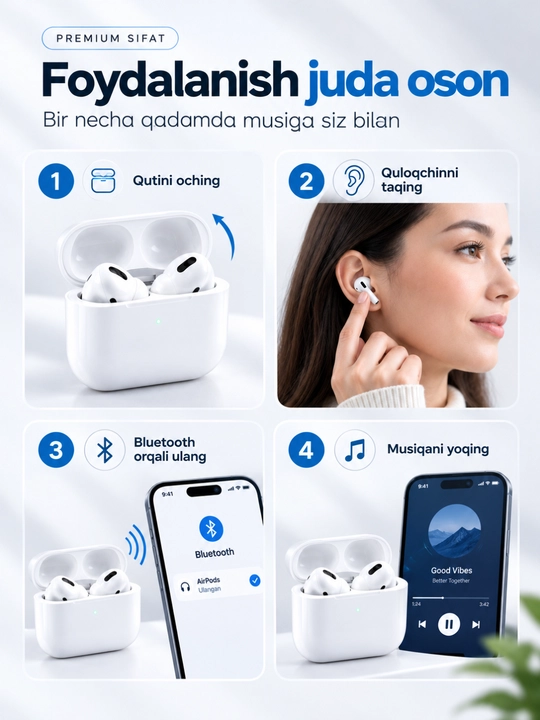 Sensorli simsiz quloqchinlar TWS pro3